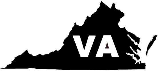 Black silhouette of Virginia with 