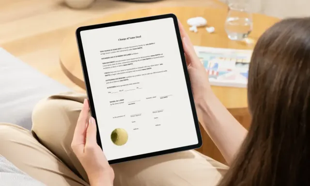 A Child Deed Poll Document on a Tablet Computer