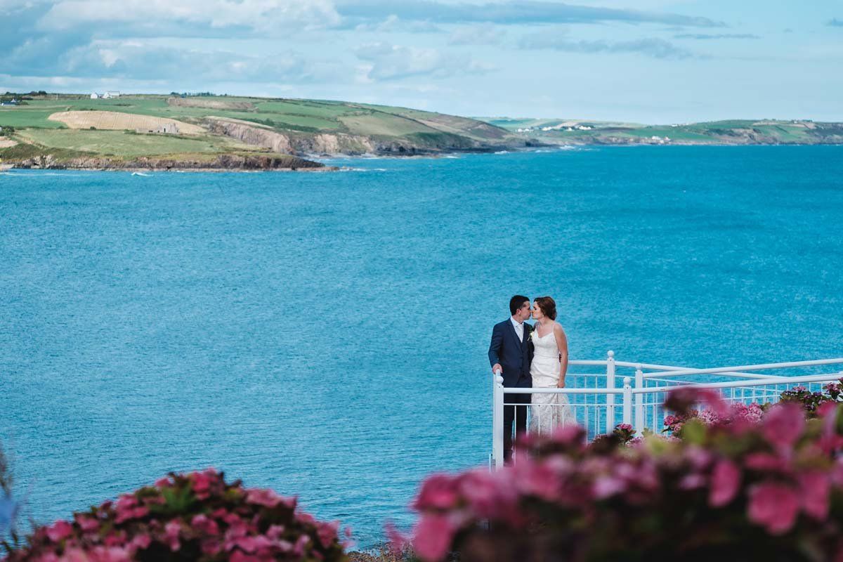 Dunmore House Hotel wedding photo over looking wild atlantic way