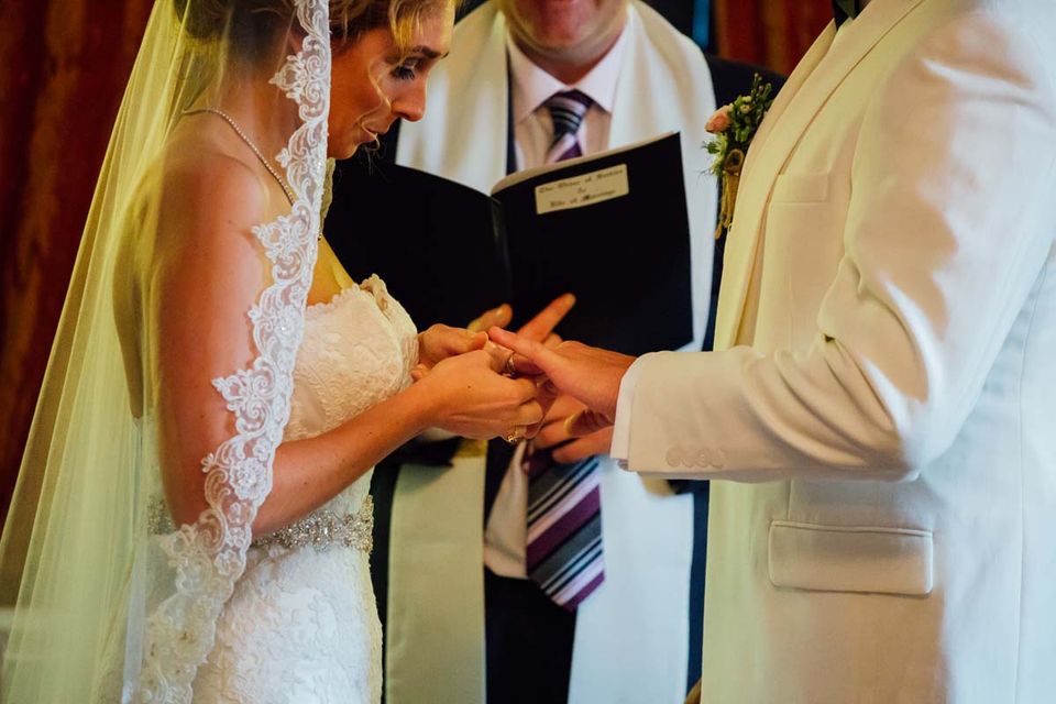 Ballinacurra House bride and groom exchanging rings