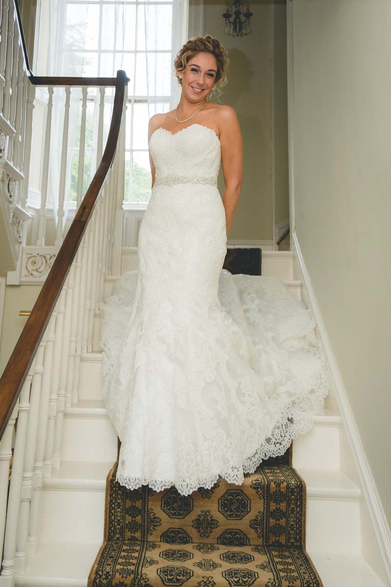 Ballinacurra House bride standing on staircase 