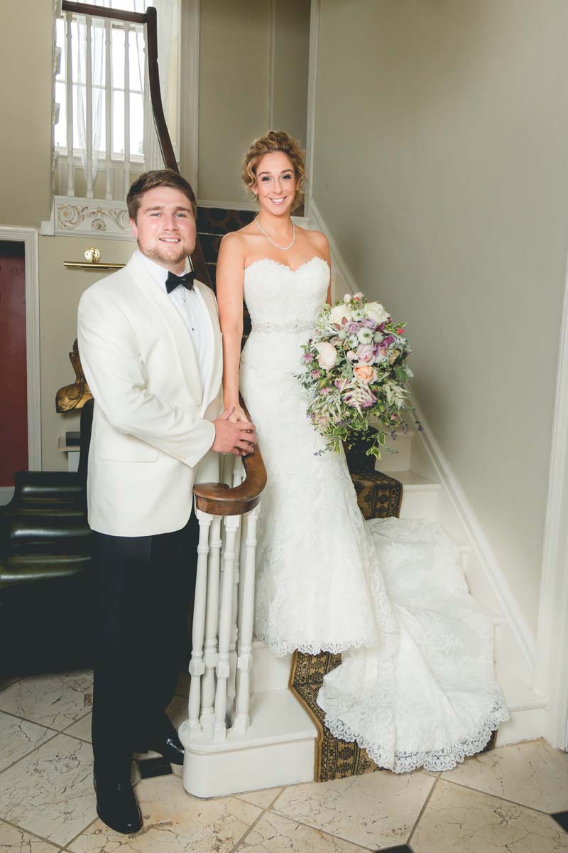 Ballinacurra House bride and broom standing in entrance hall