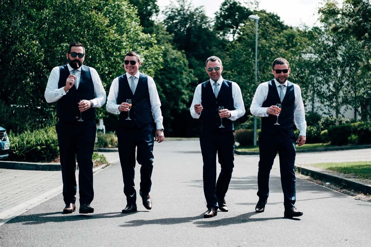 groom and groomsmen getting ready for wedding day at Fota Island Resort