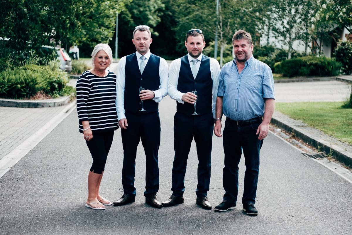 groom with family before wedding at Fota Island Resort