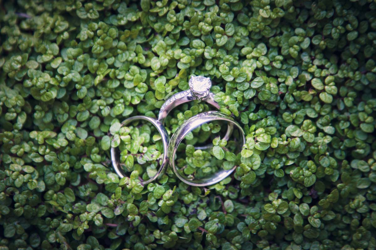 wedding ring in green clover at barnabrow house