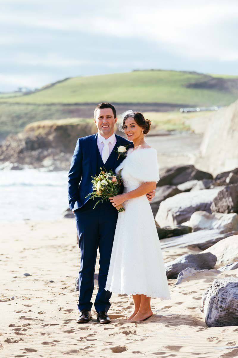 wedding couple at rosscarbery beach