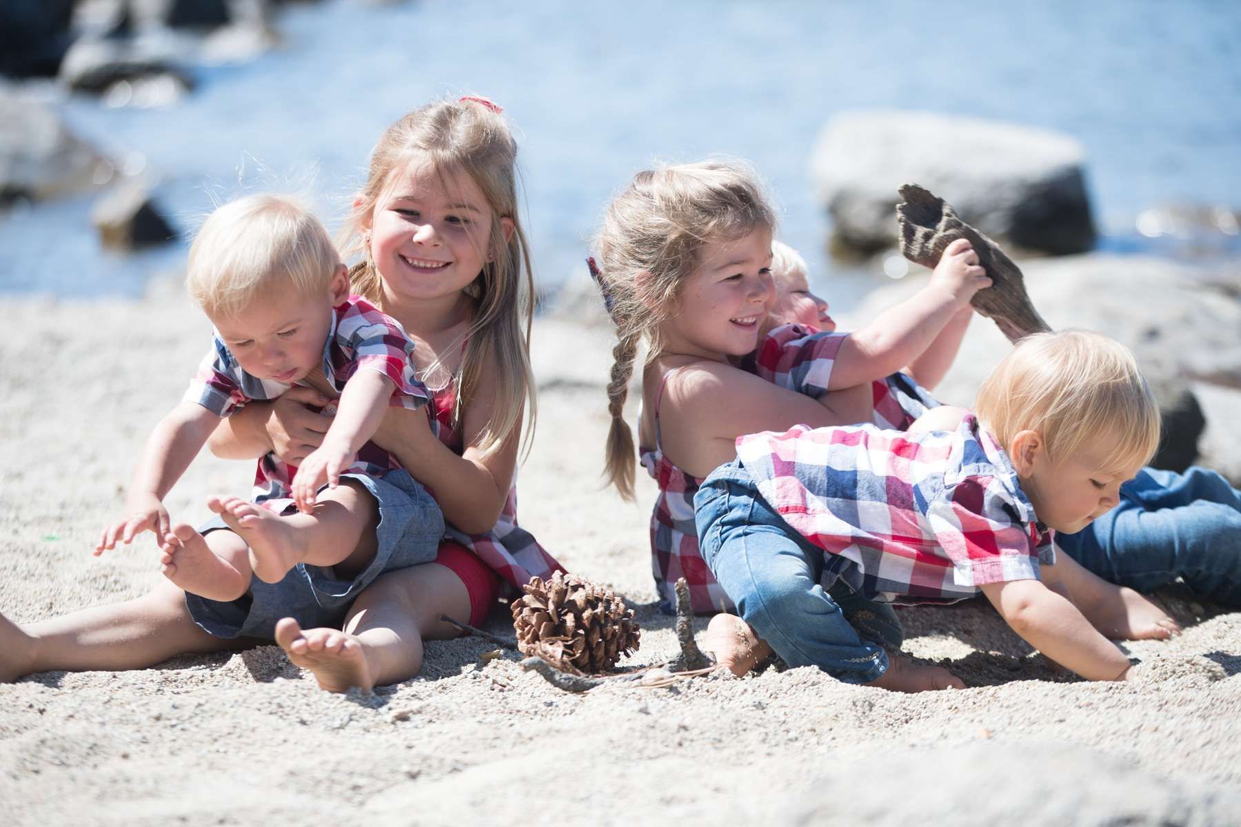 Kids at the beach in Tahoe