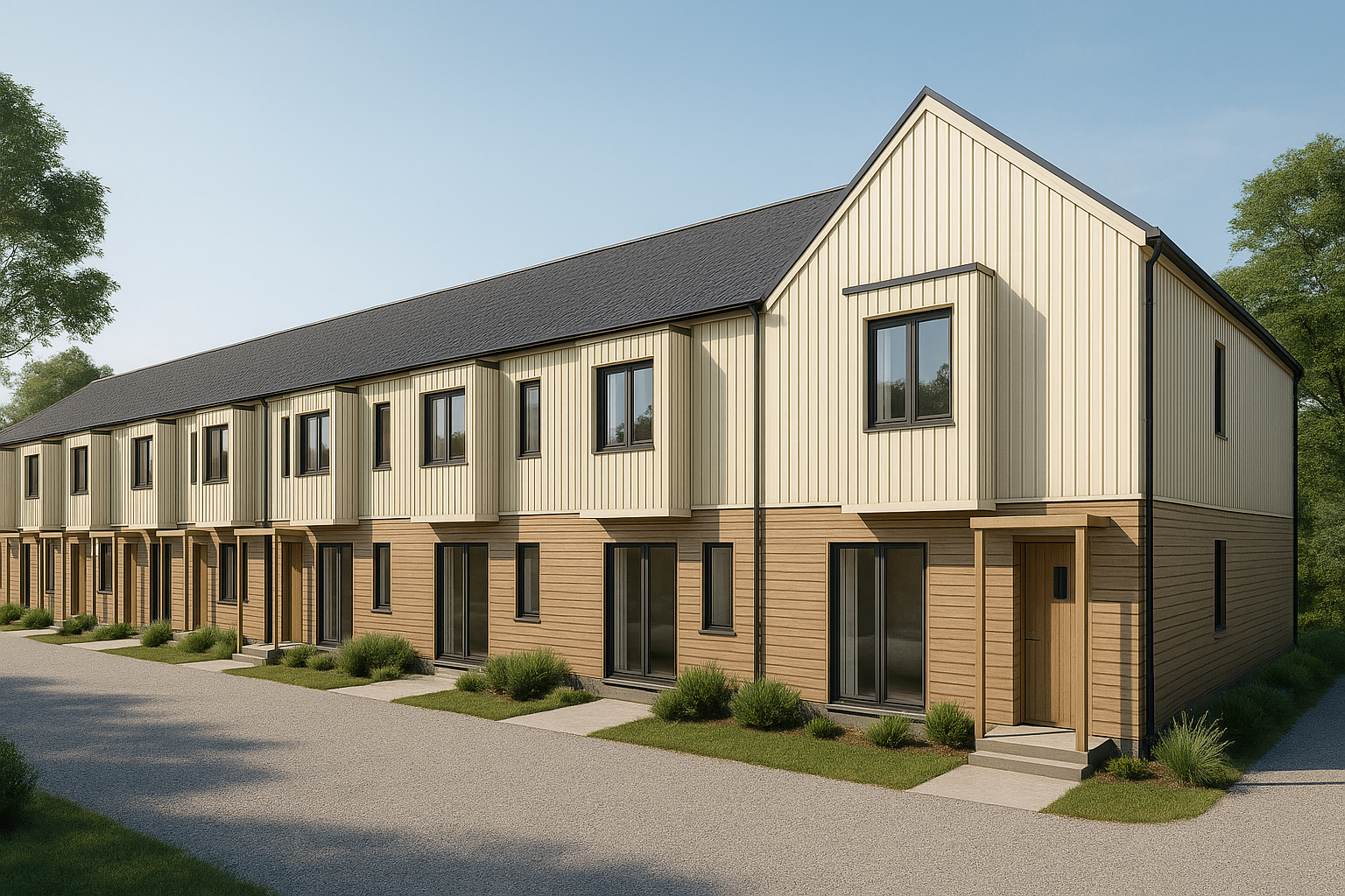 An illustration of mews-style homes built by TALO