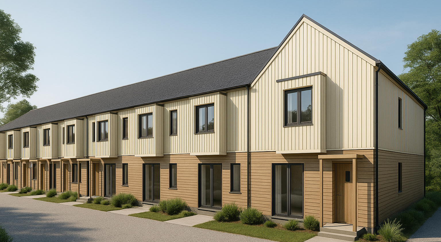 An illustration of mews-style homes built by TALO