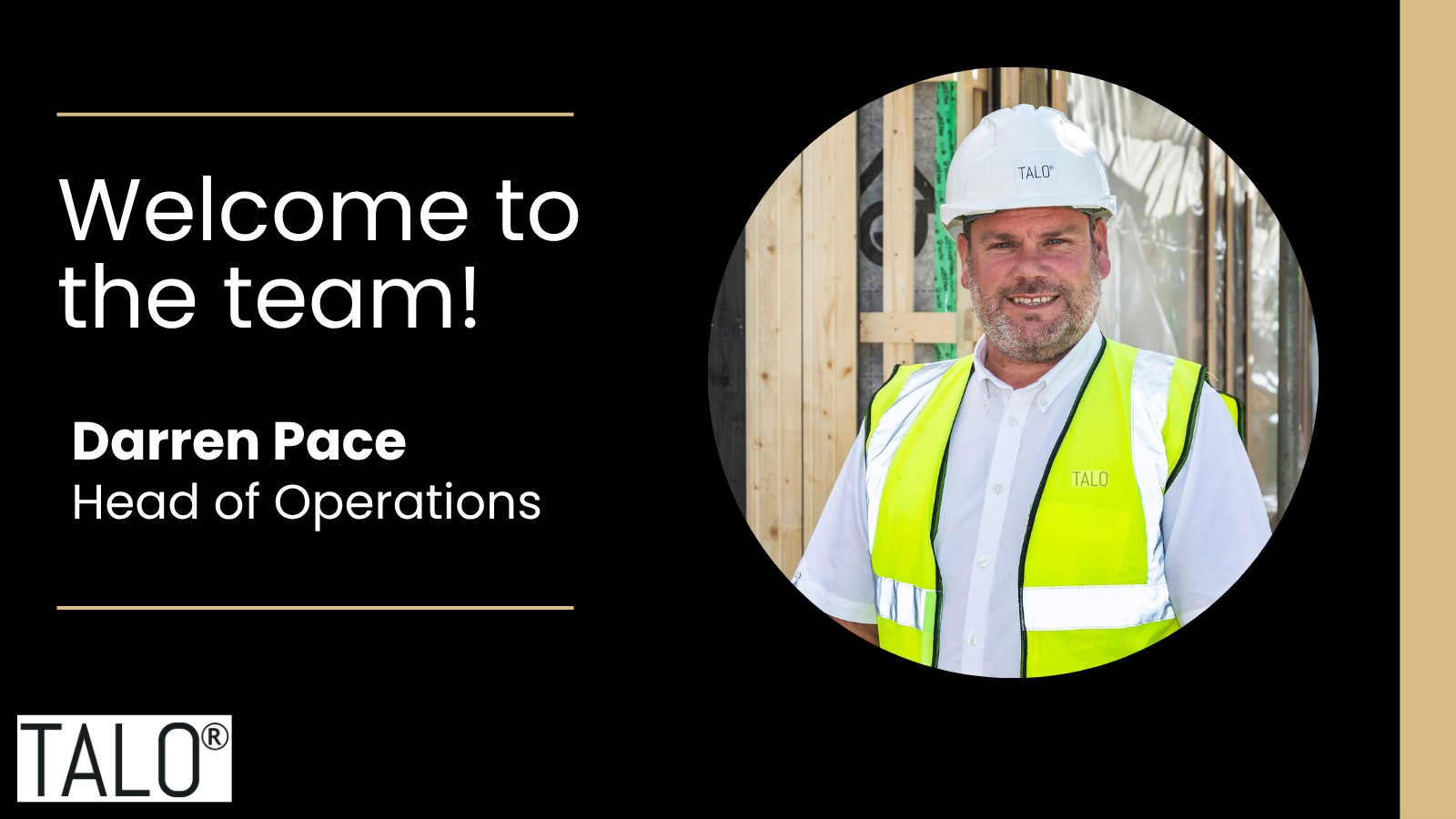 Offsite housing specialist TALO has appointed Darren Pace as its new Head of Operations