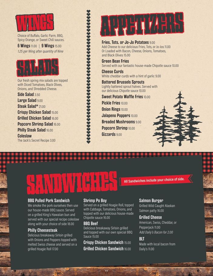 The Jack Saloon Menu