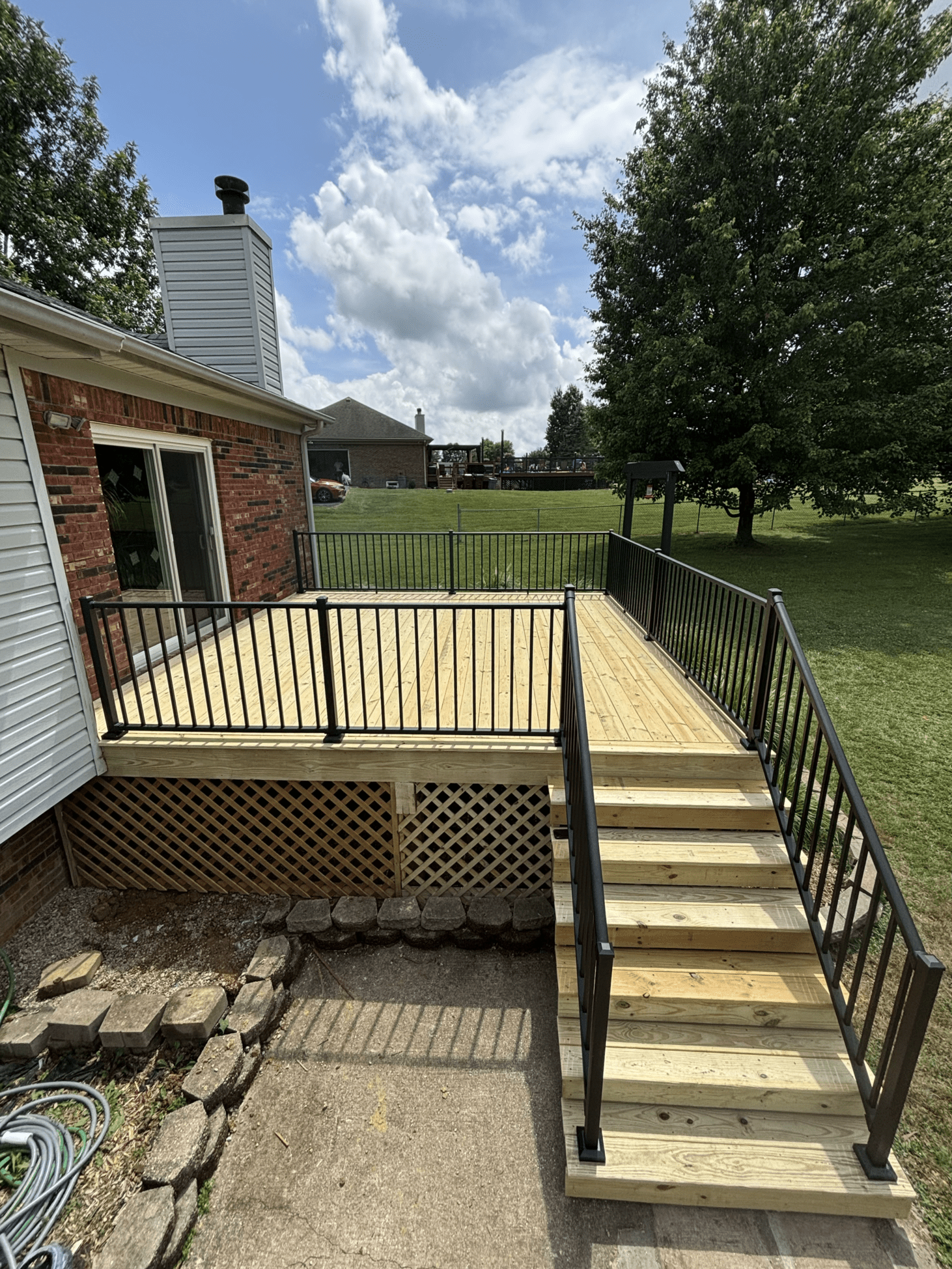 Modern composite decks with built-in lighting.