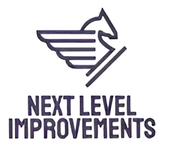 Logo of Next Level Improvements: winged horse above text.