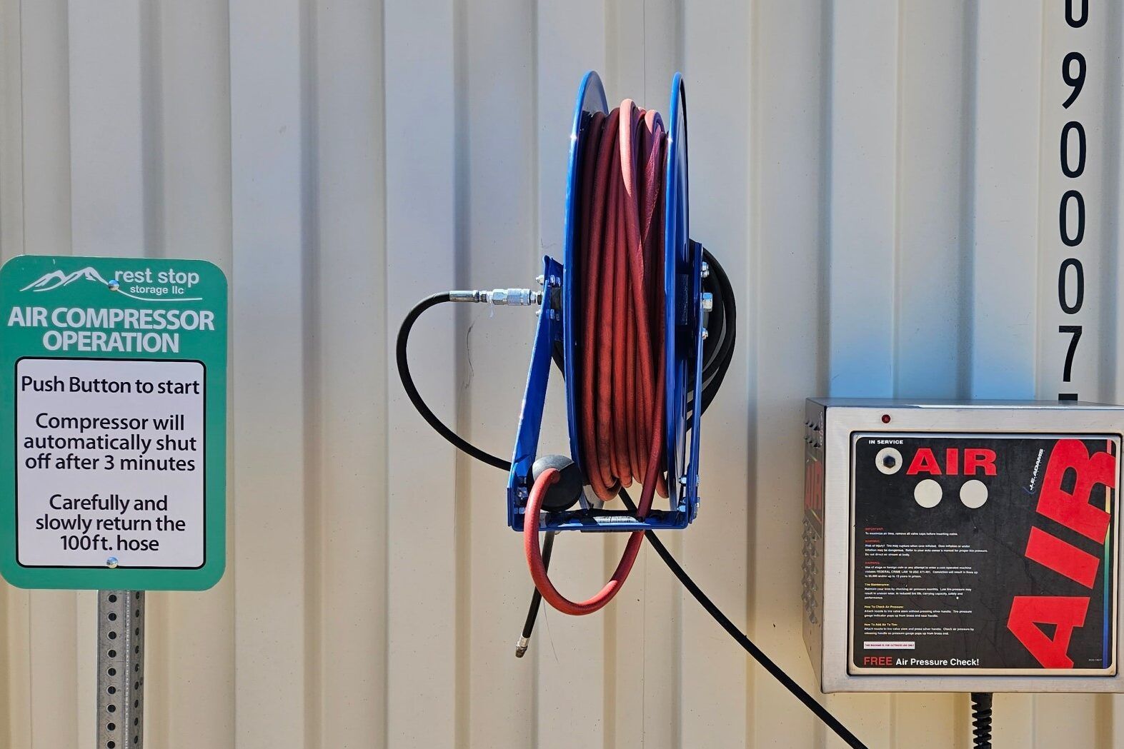 A sign on a wall that says air compressor operation