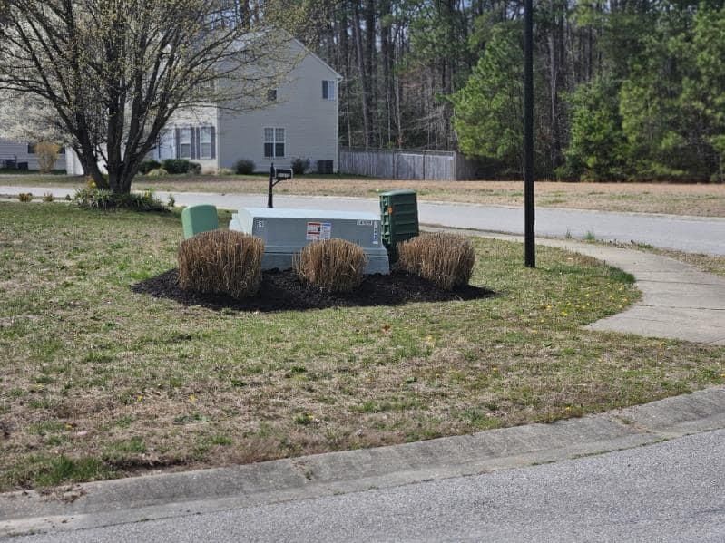 A white house is in the background of a residential area