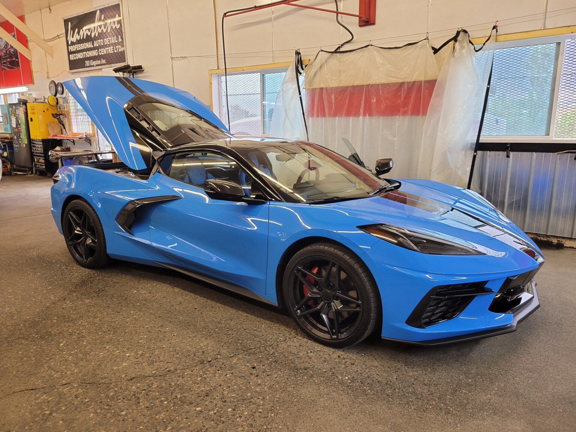 Blue Car Work In Progress — Kamloops, BC — Kamshine Automotive Detailing Ltd.