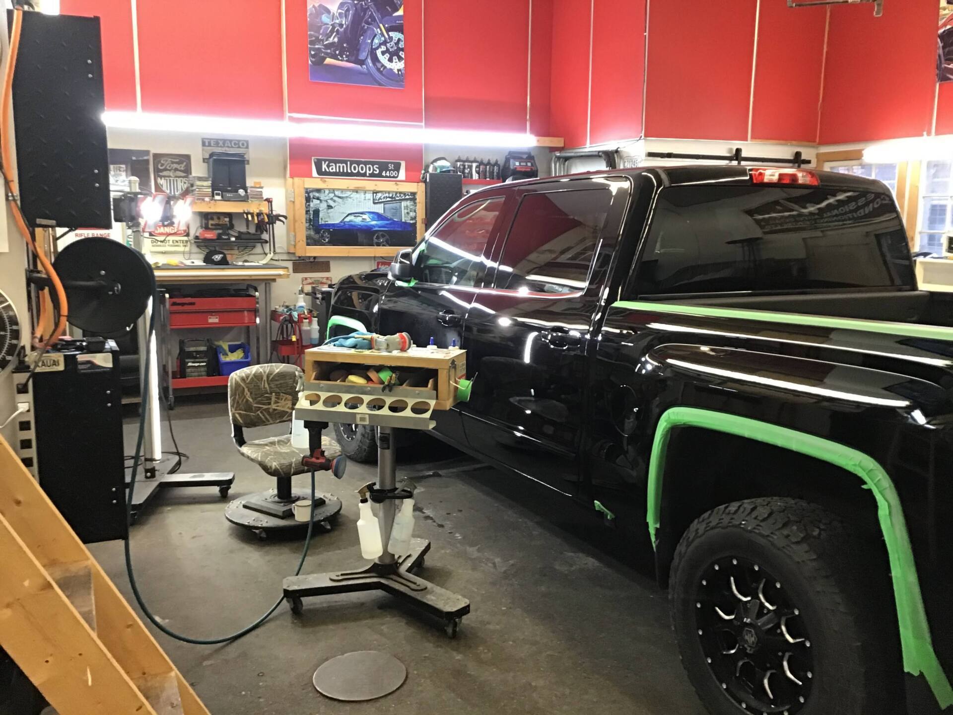 Pick Up Car Inside Auto Shop — Kamloops, BC — Kamshine Automotive Detailing Ltd.