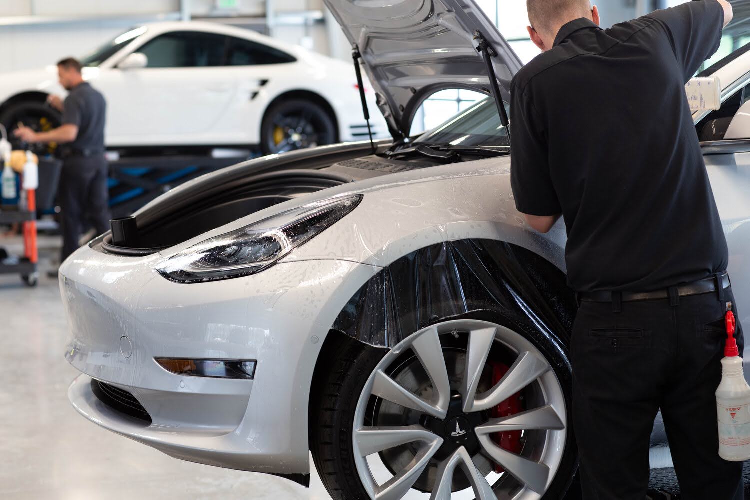 Put Coating in White Car — Kamloops, BC — Kamshine Automotive Detailing Ltd.