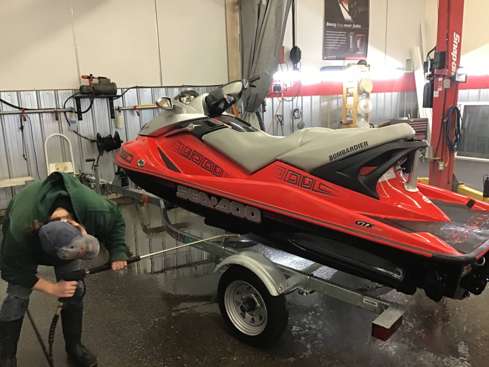 Red Boat Coating In progress — Kamloops, BC — Kamshine Automotive Detailing Ltd.