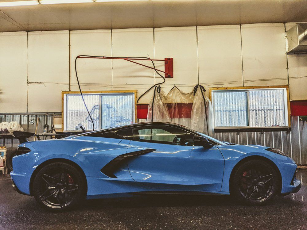 Side View of Blue Sports Car — Kamloops, BC — Kamshine Automotive Detailing Ltd.