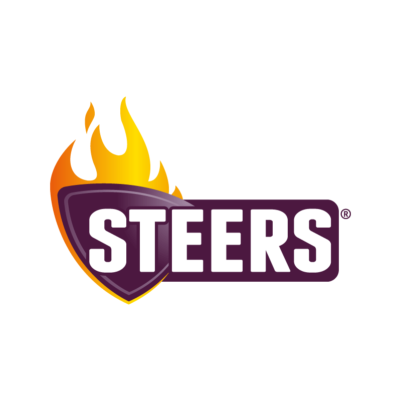 Steers logo: fiery shield with 