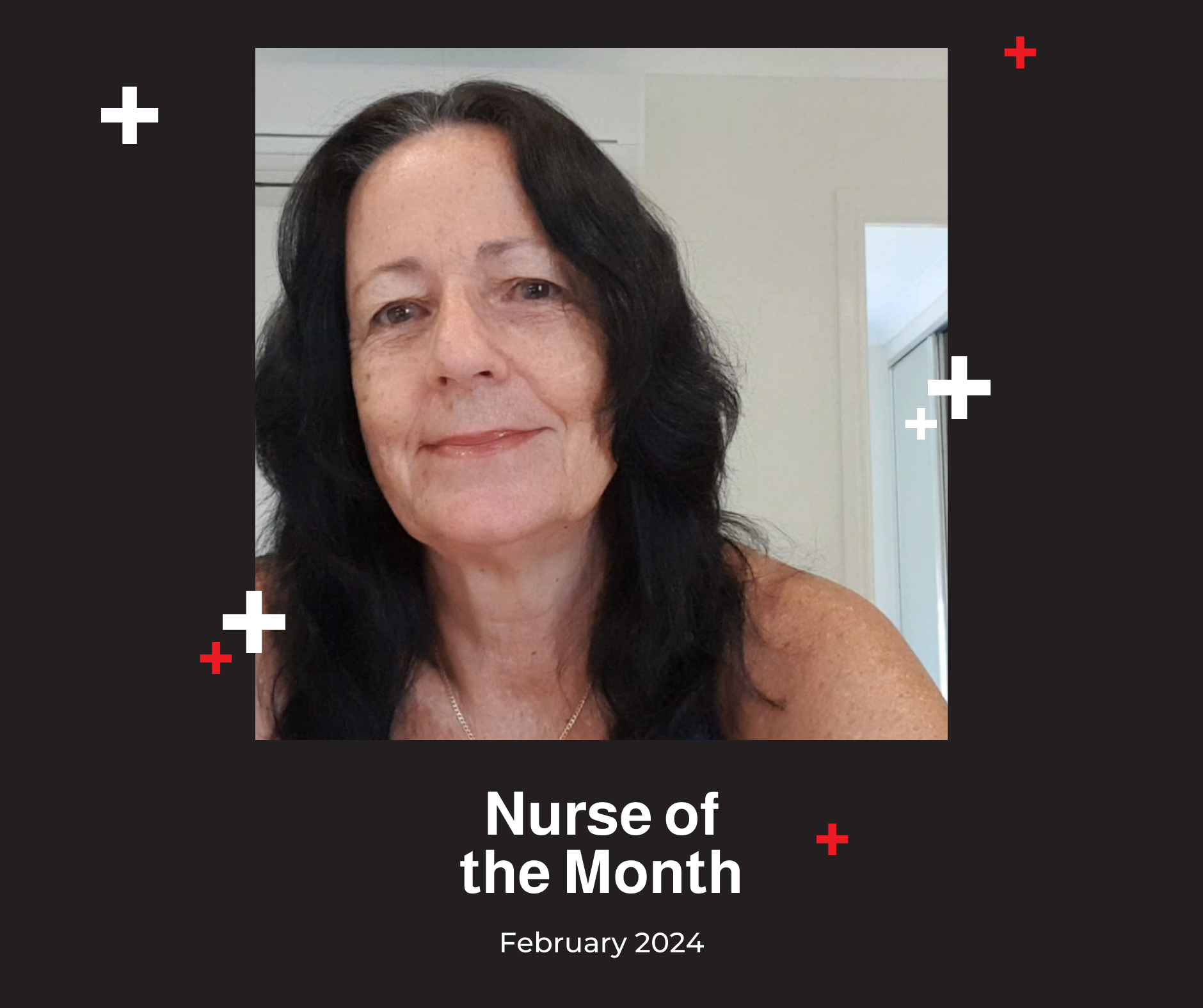 A woman is named nurse of the month in february.