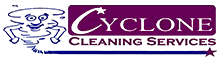 A logo for Cyclone Cleaning Services with a tornado on it.