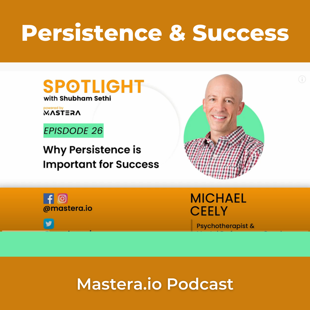 A poster for a podcast about persistence and success