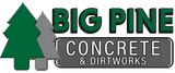 Big Pine Concrete & Dirtworks logo with green pine tree and gray concrete text