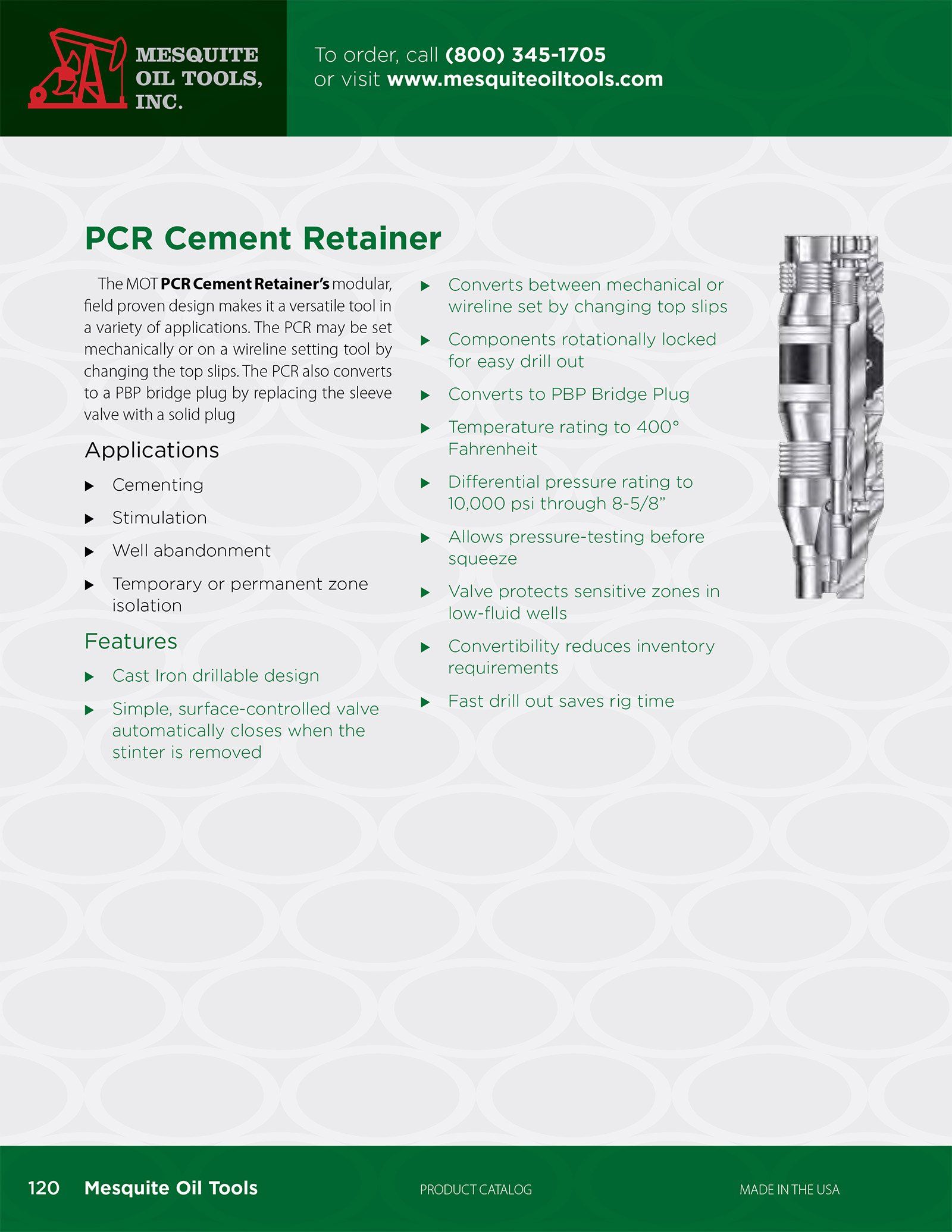 PCR Cement Retainer information