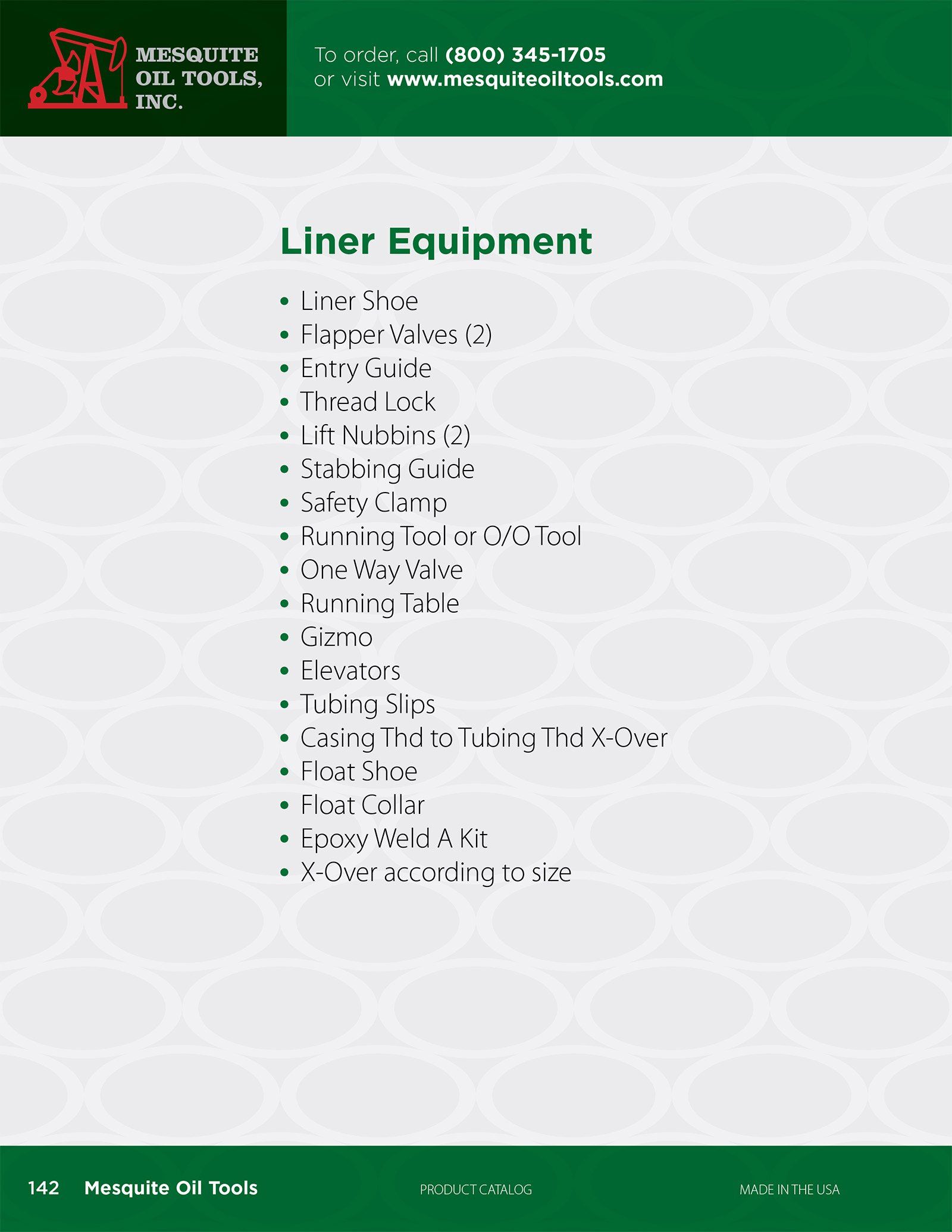 Liner Equipment Oil Tools