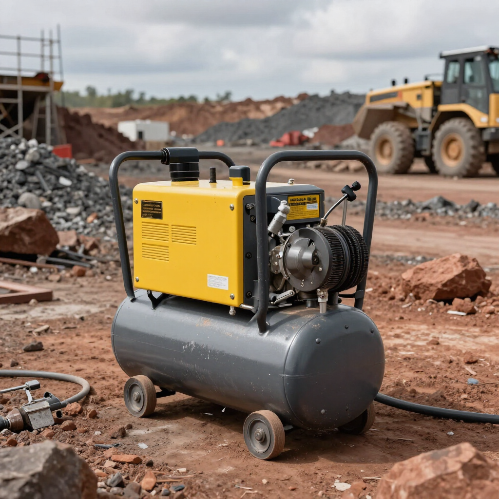 Compresor portátil en operación en sitio minero