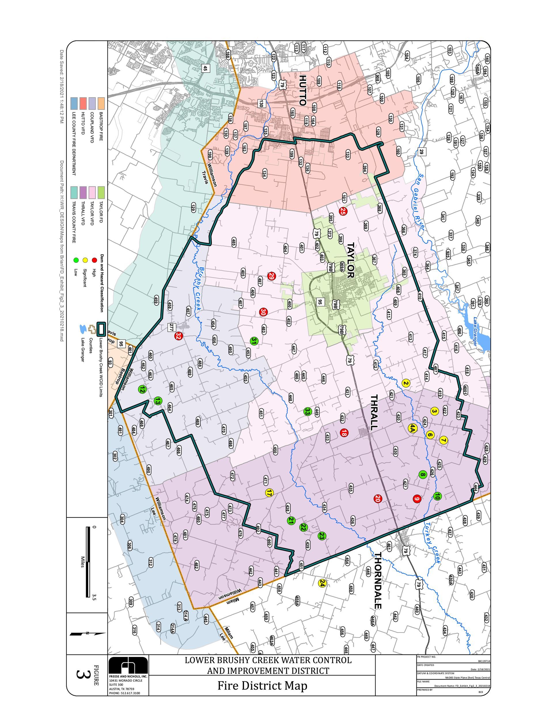 A geological survey map showing colored sections and point data within a black outlined boundary on a white background.