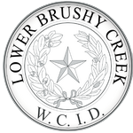 Official seal of Lower Brushy Creek W.C.I.D. featuring a star surrounded by a wreath inside a circular border.