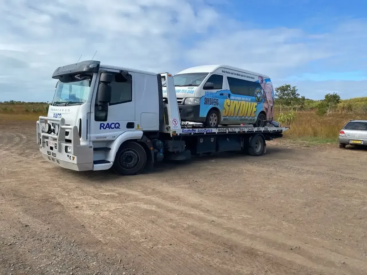 Tow Truck with A Skyway Van Loaded on The Flatbed — Sundance Auto & Machinery Pty Ltd In Bowen, QLD