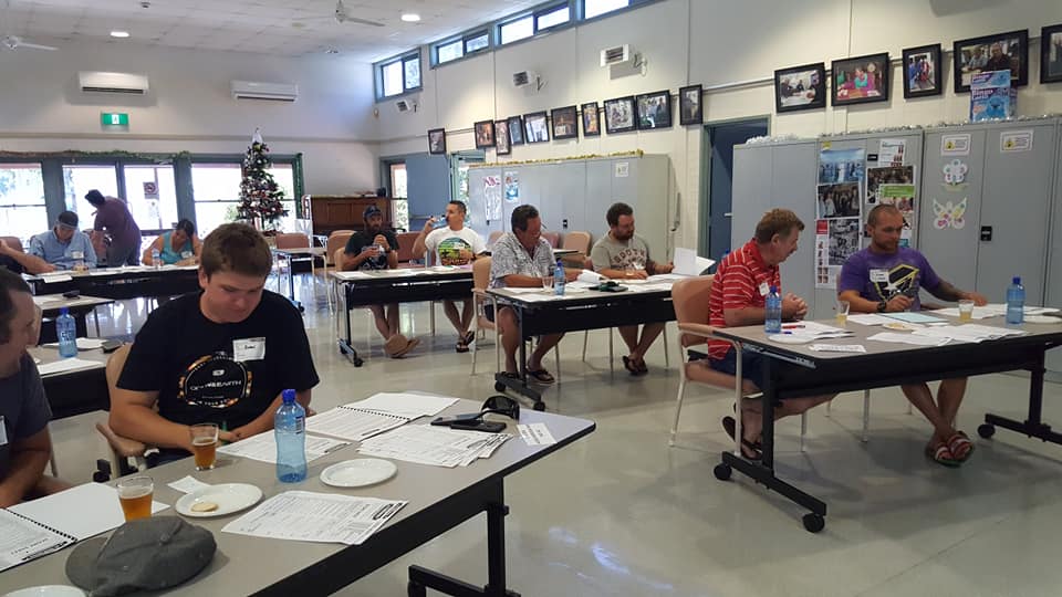 Judges of Homebrew Competition analysing each products