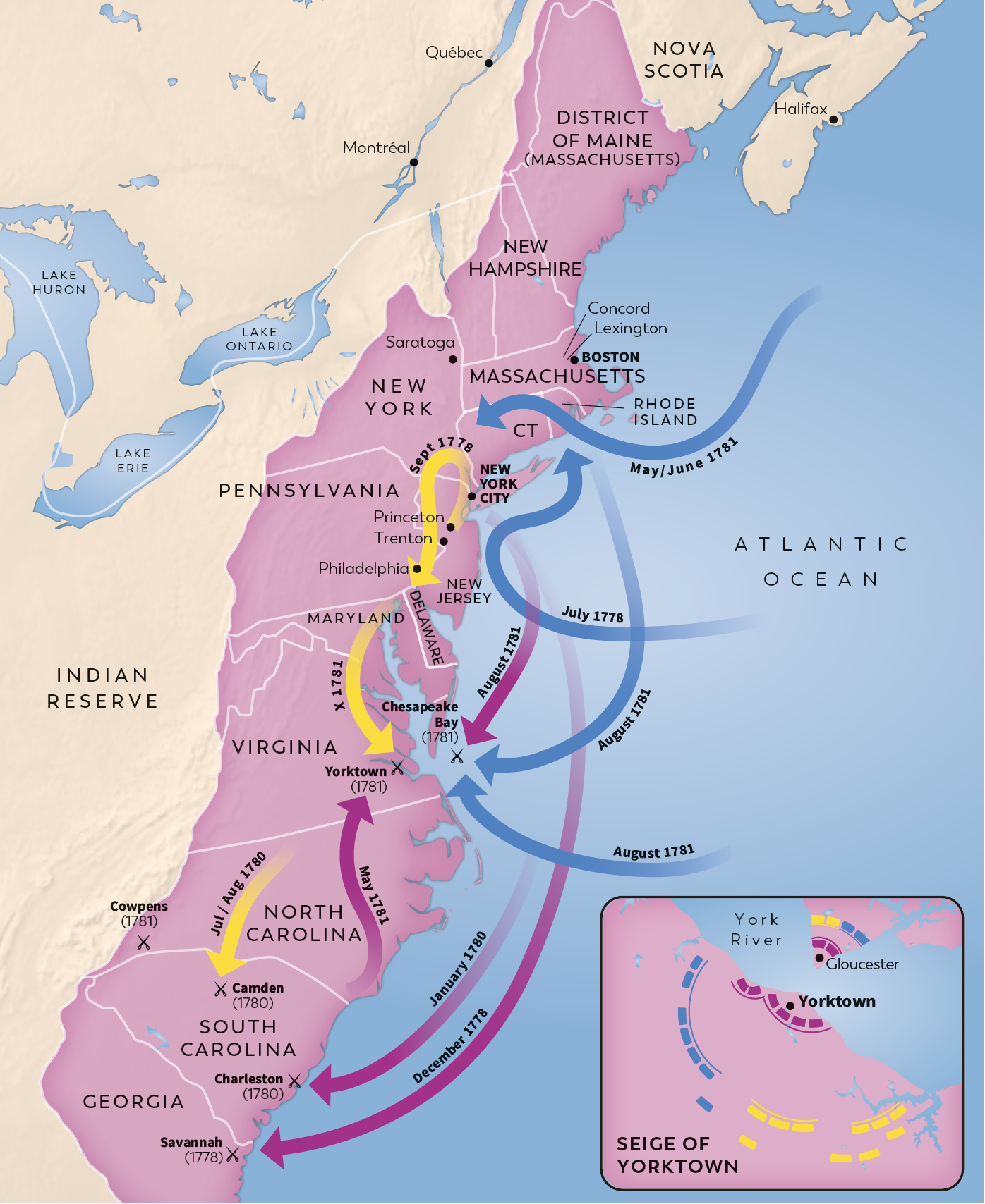 A map showing troop movements during the civil war based around the East Coast of the USA