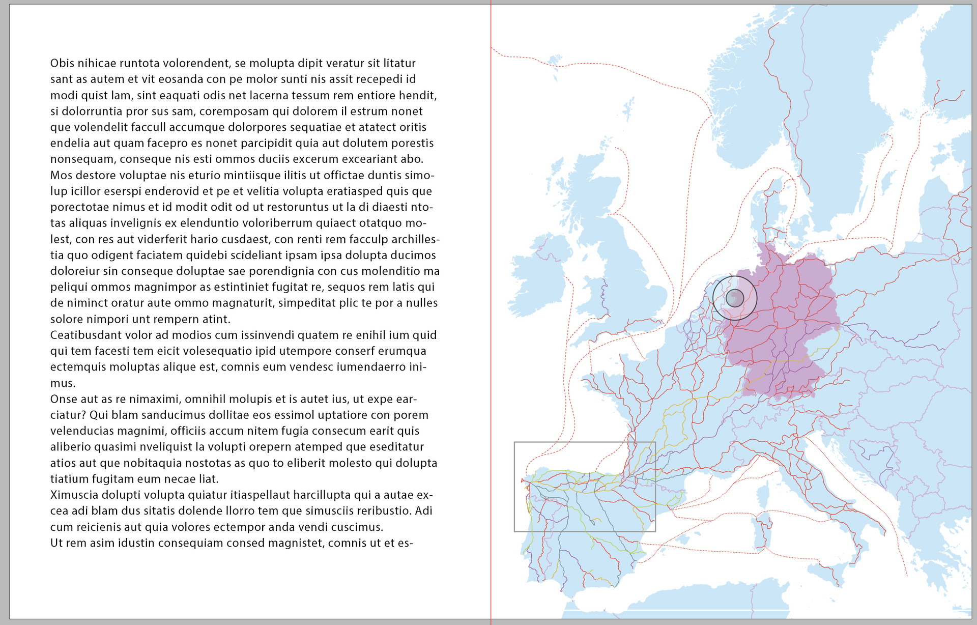 Initial map plans for Walking the Camino de Santiago's opening map. Single Page