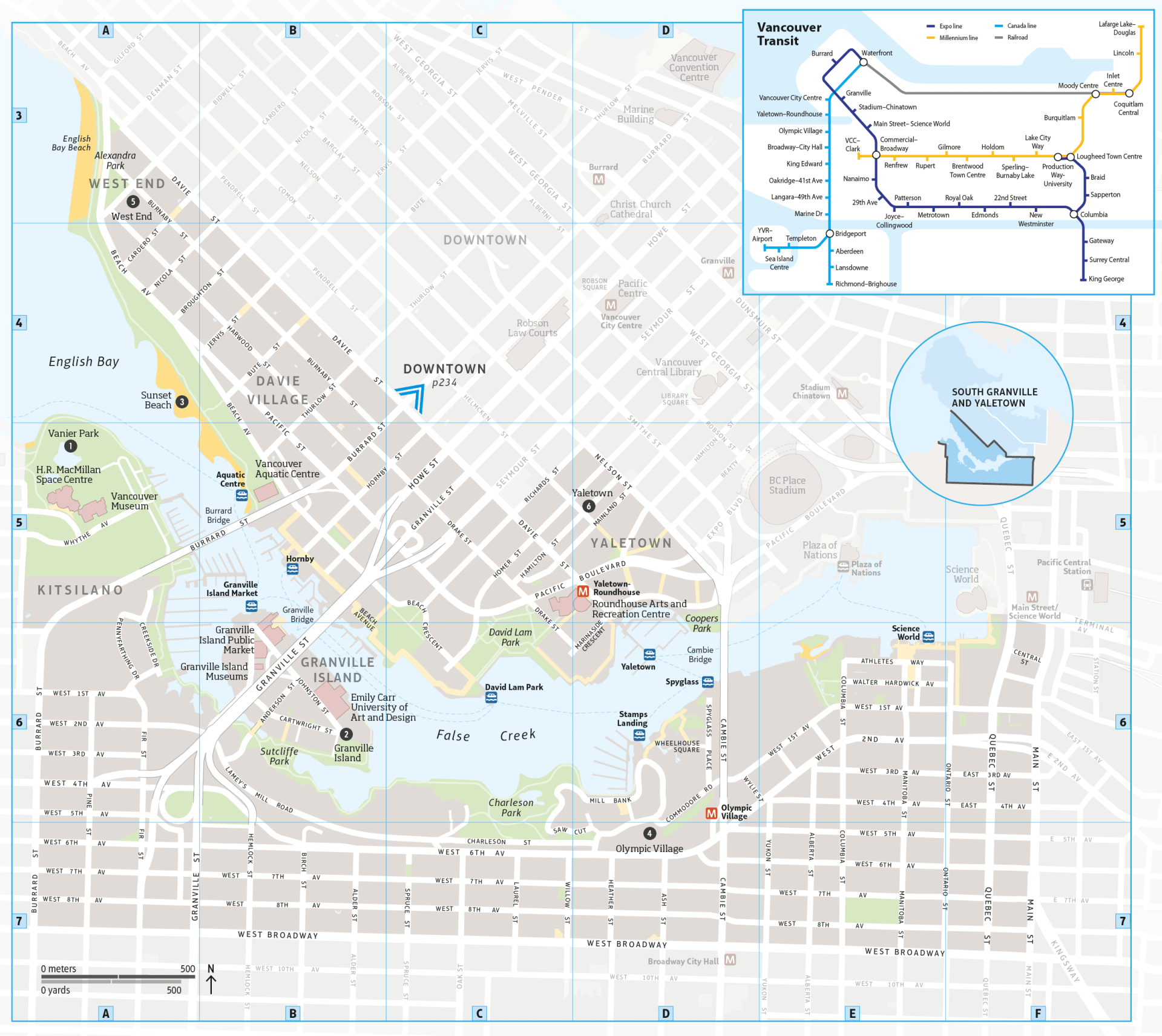 A streetmap of central Vancouver