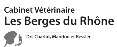 Un logo noir et blanc pour le cabinet vétérinaire les berges du rhone