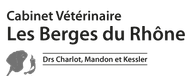 Un logo noir et blanc pour le cabinet vétérinaire les berges du rhone