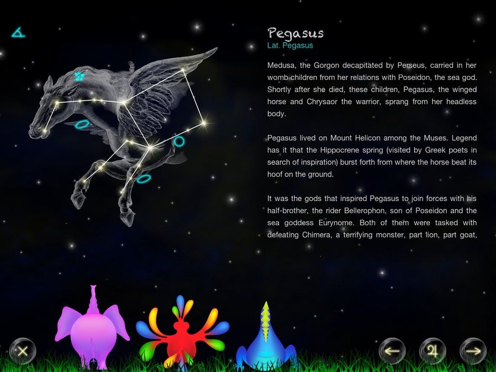 Learn the constellations myths with Kiwaka - Astronomy game for kids - app by by LANDKA ®