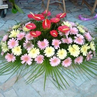 composizione gerbere colorate e anthurium