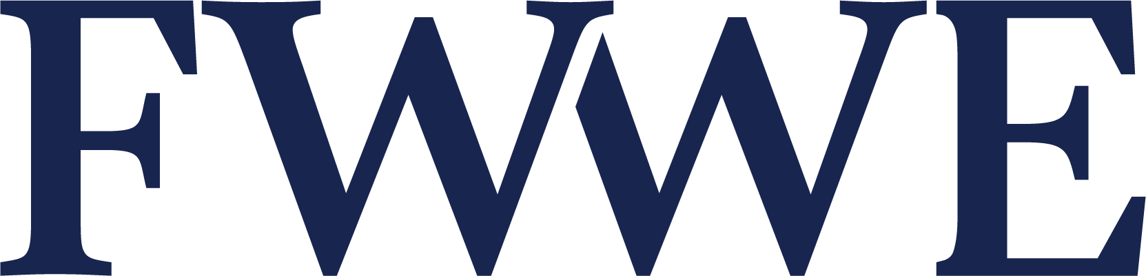 FWE logo in dark blue font.