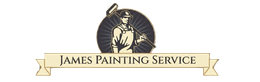 James Painting Service logo with a painter holding a brush over a beige banner.