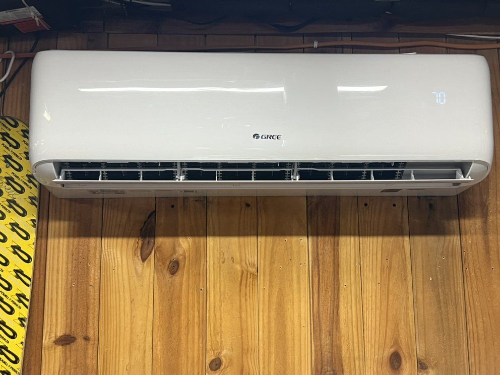 Installed ductless mini split HVAC system running at 70 degrees in Wilmington, NC
