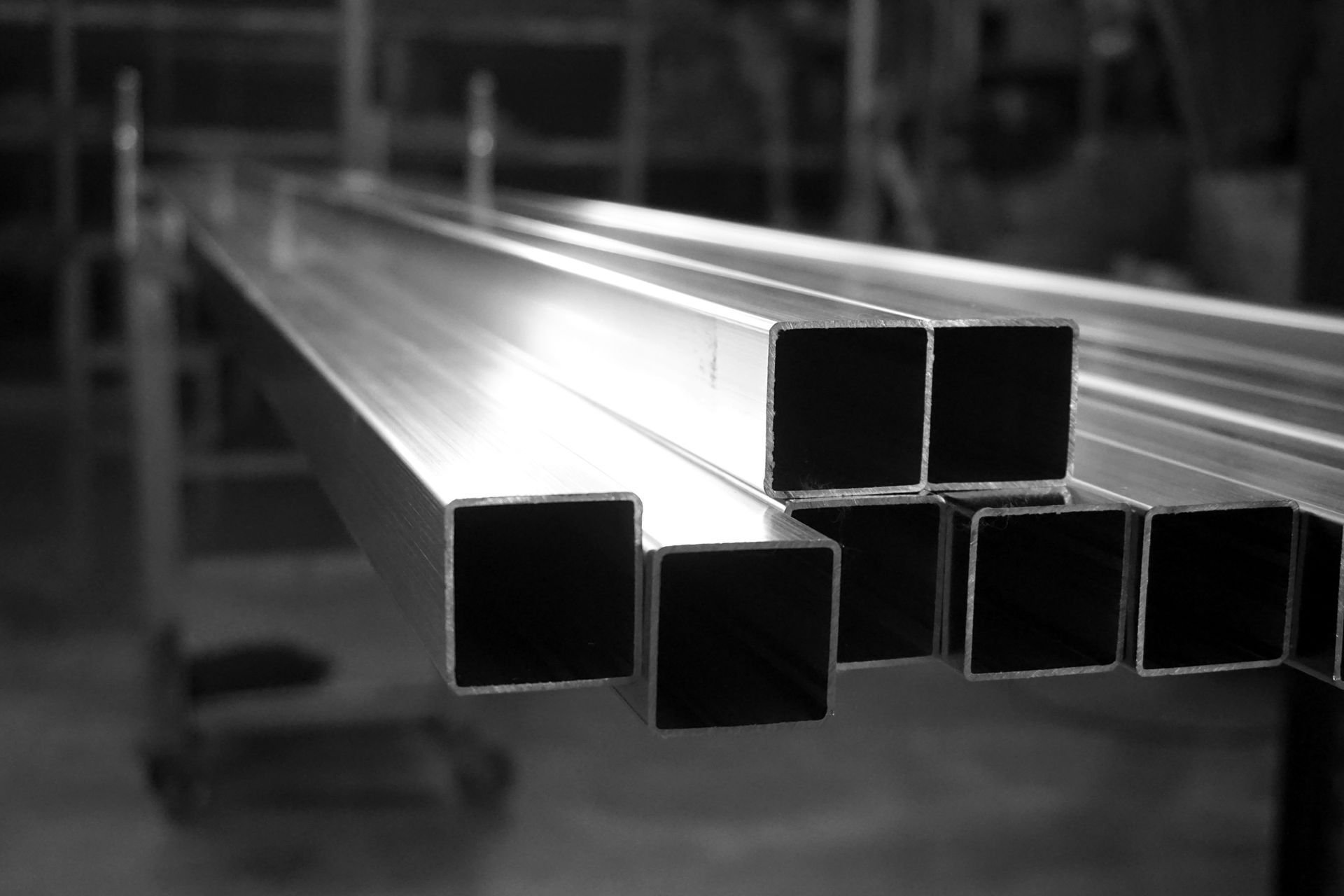 Close-up picture of a high-quality square metal tube.