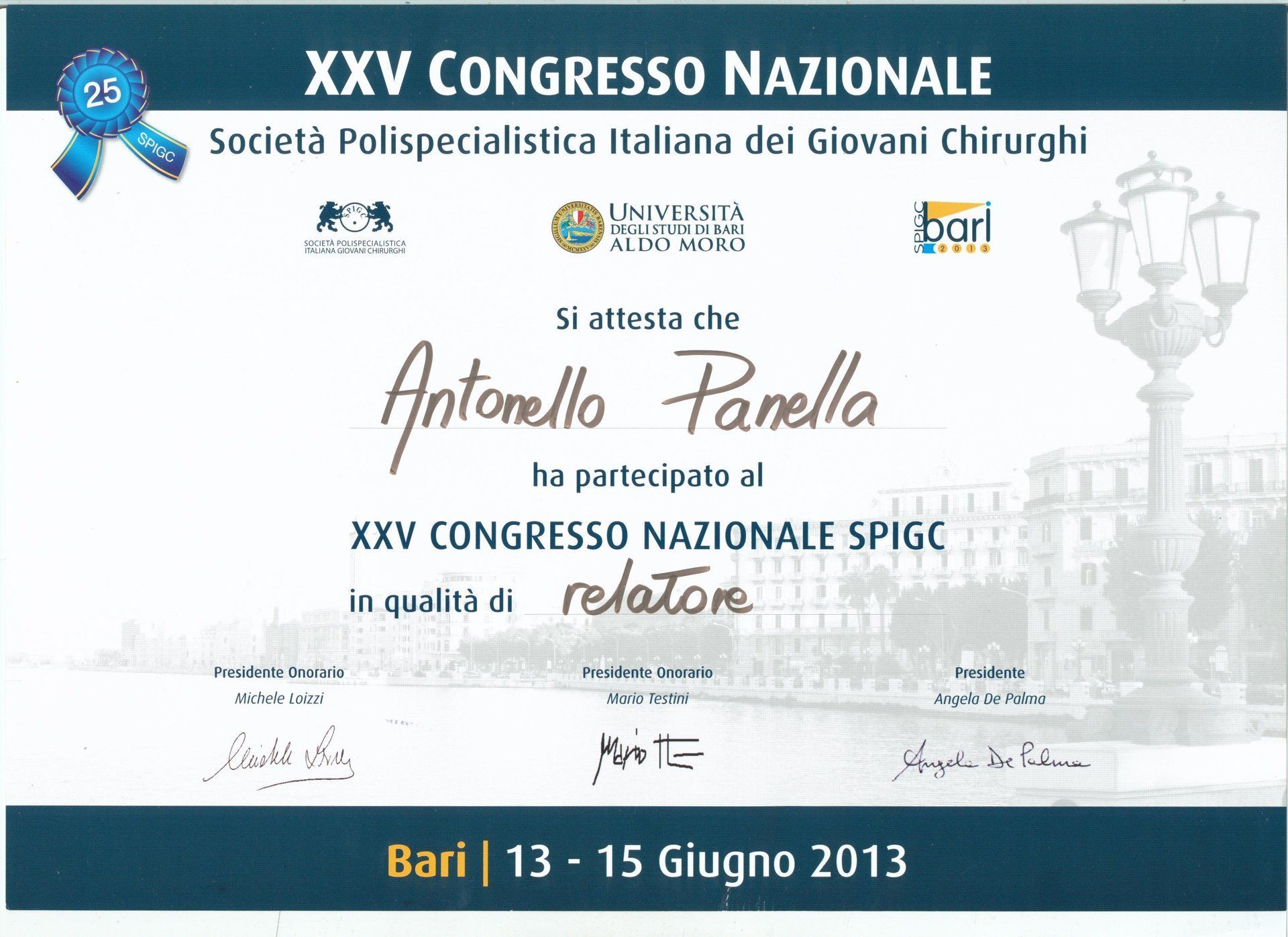 relatore al congresso nazionale spigc