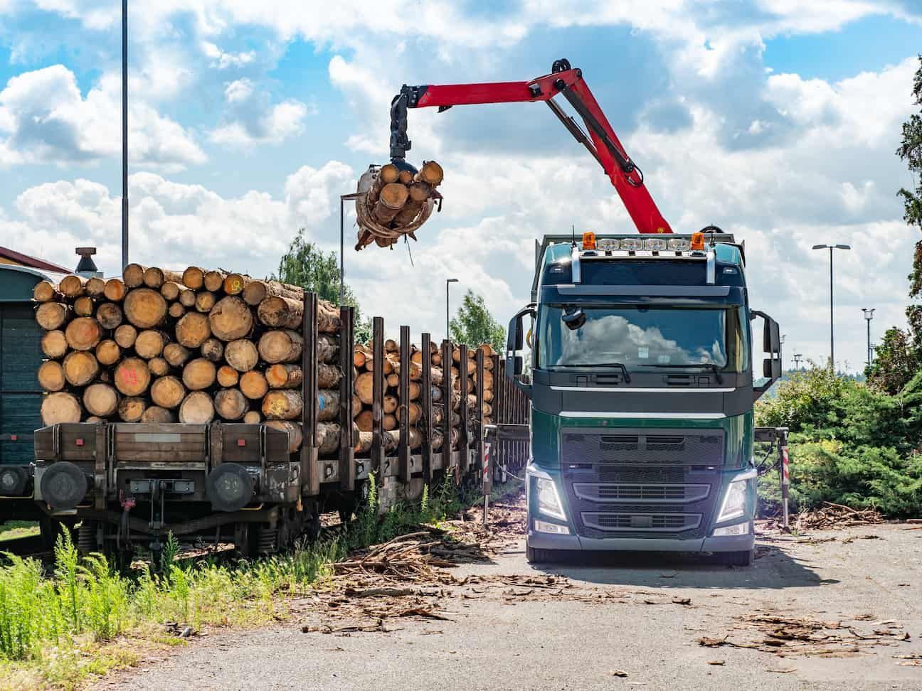 A Truck Is Loading Logs onto A Train — Adam's Sawmill in Port Macquarie, NSW