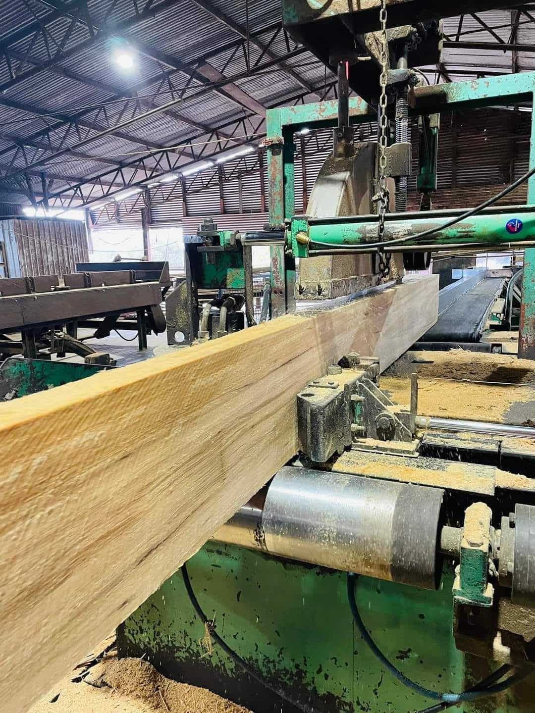 A Machine Is Cutting a Piece of Wood in A Factory — Adam's Sawmill in Bonville, NSW